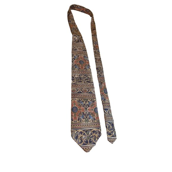 Bill Blass MensSilk Neck Tie Blue Tan Red Paisley Work Dad Gift - Picture 1 of 6